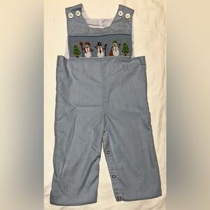 Mom and Me snowman smocked and embroidered Jon Jon sz 9 months EUC